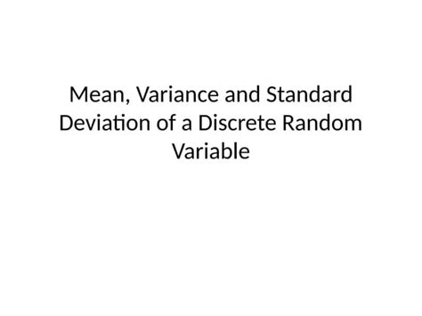 Image result for Mean and Variance of a Discrete Random Variable