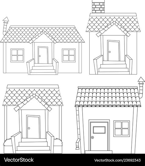 Set simple house outline Royalty Free Vector Image