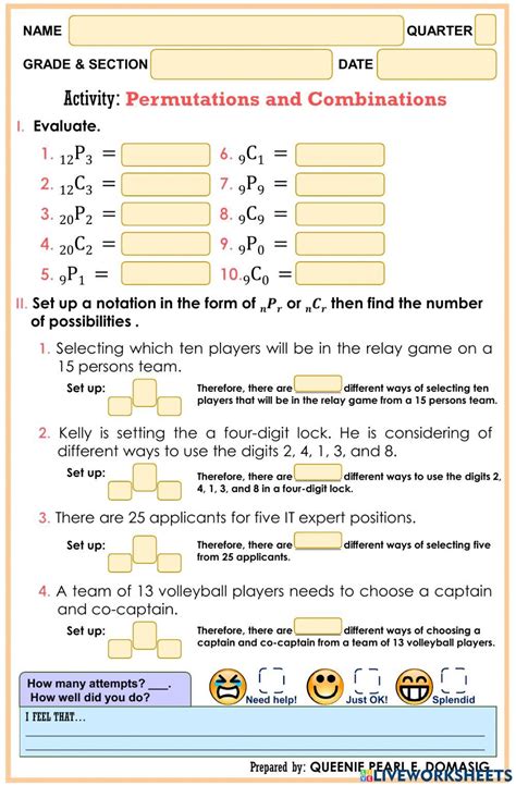 Permutation Word Problems Worksheet に対する画像結果