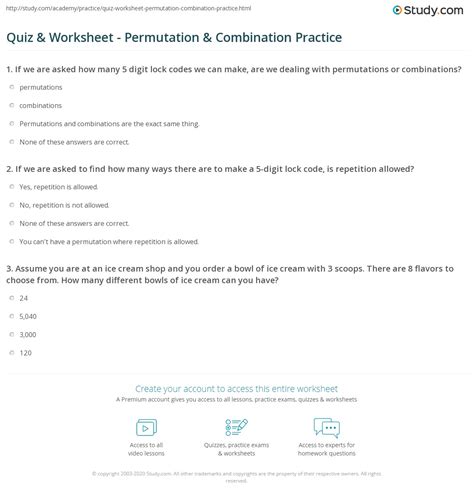 Permutation Word Problems Worksheet に対する画像結果