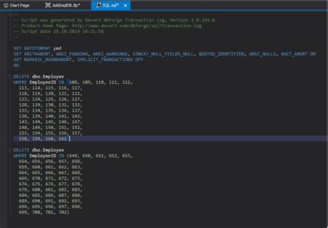 Transaction Log Reader に対する画像結果
