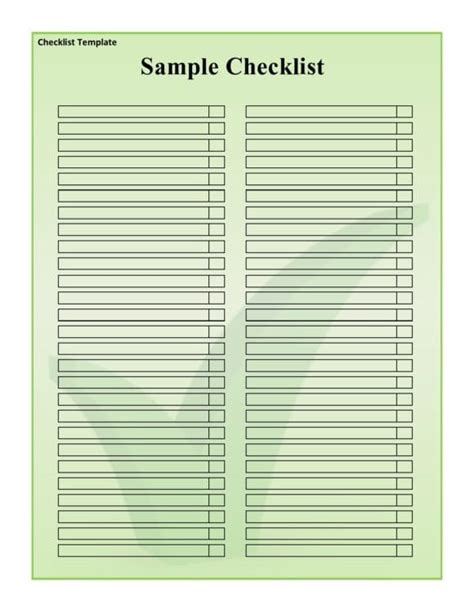 Image result for Checklist Examples Word