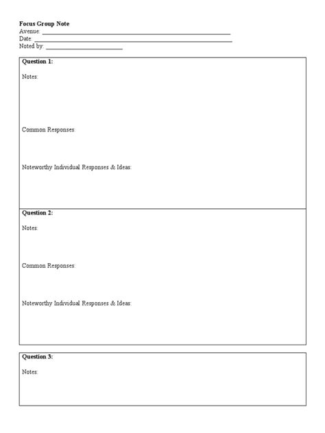 Image result for Printable Template Focus Notes