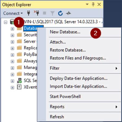 Create New Database in SQL Server に対する画像結果