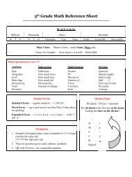 Toradh íomhá ar Math Reference Sheet Grade 5