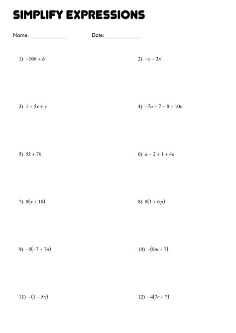 Image result for Algebra Simplification Worksheet