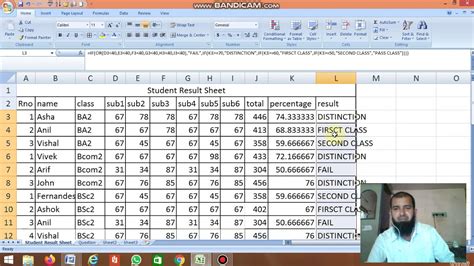 Sample Student Data Excel に対する画像結果