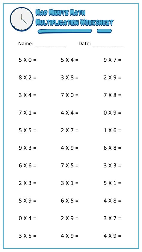 Timed Multiplication Practice Sheets に対する画像結果