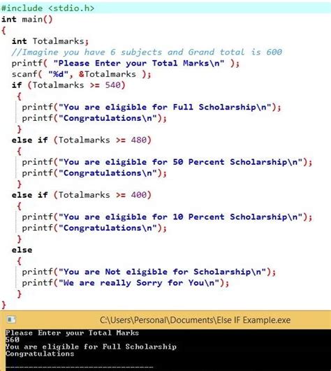 Toradh íomhá ar C Programming If Statement