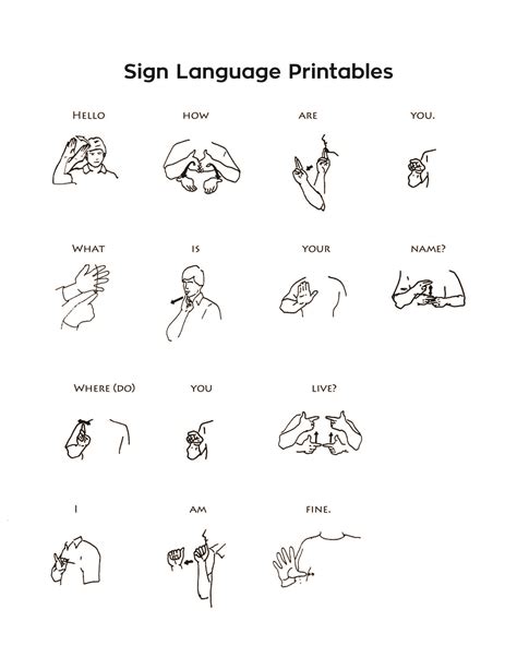 Free Printable Basic Sign Language Word Chart