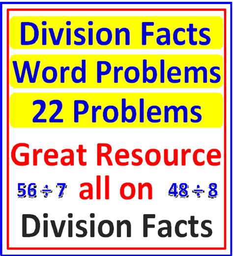 Image result for Division Word Problems Basic Facts