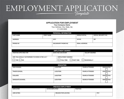 Toradh íomhá ar Printable Paper Job Applications