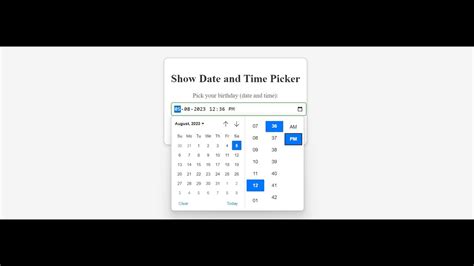 Toradh íomhá ar Date PICKER HTML