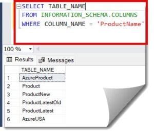 How to Find Table with Name in SQL に対する画像結果