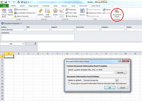 Image result for Document Properties Dialog Box Excel