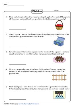 Image result for Division Word Problems Worksheets PDF