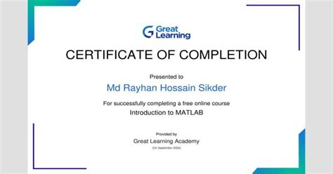 Introduction to Linear Algebra MATLAB Course Certificate に対する画像結果