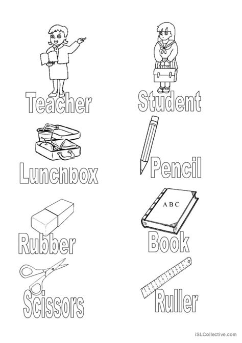 Image result for Classroom Objects Coloring Worksheet