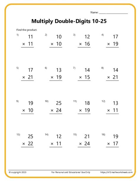 Image result for Two-Digit Multiplication Worksheets