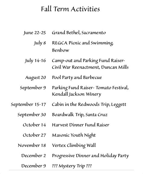 Image result for Program List Sample