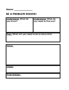 Image result for Math Problem Solving Graphic Organizer