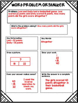 Graphic Organizer for Showing Math Work Word Problems に対する画像結果
