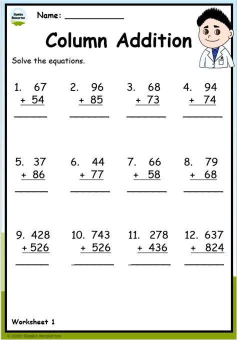 Image result for Column Addition for 3rd Graders