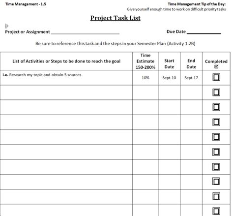 Image result for Project Task List Word Document