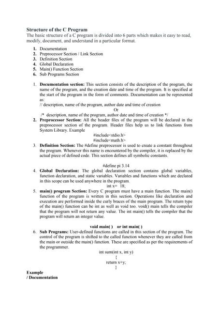Image result for What Is the General Structure of a C Program