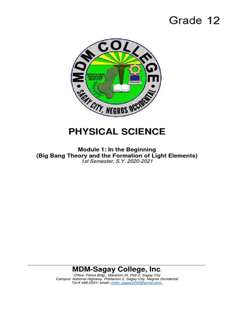 Image result for Physical Science Lesson 1 Module