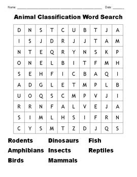 Image result for Classification Word Search
