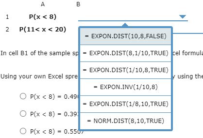 Image result for Exponential Probability Distribution Excel