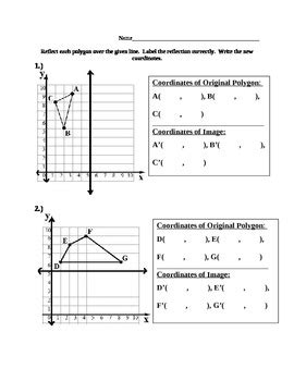 Image result for Reflection Coordinates Worksheet