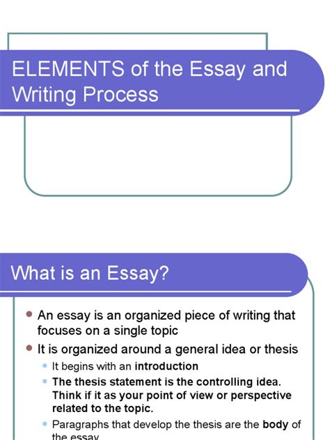 Elements of The Essay and Writing Process | PDF | Essays | Human ...