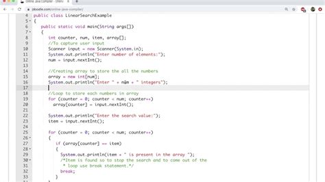 Image result for Linear Search Array Program in Java