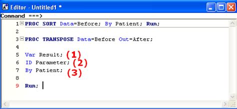 Image result for SAS Proc Transpose Example