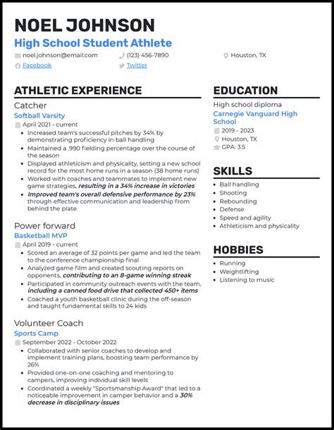Toradh íomhá ar High School Student Resume Examples for College