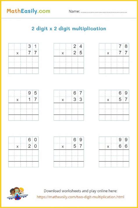 Image result for Two-Digit Multiplication Worksheets