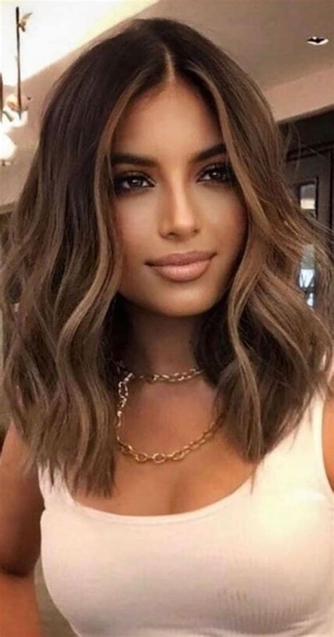 30 stylish medium length haircuts to try dark brown hair with face ...