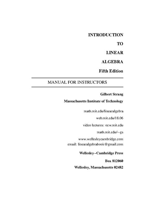 Image result for Linear Algebra Gilbert Strang Fifth Edition