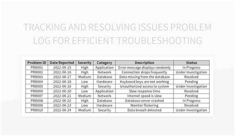 Image result for Example of Excel Probelm Recording Sheet