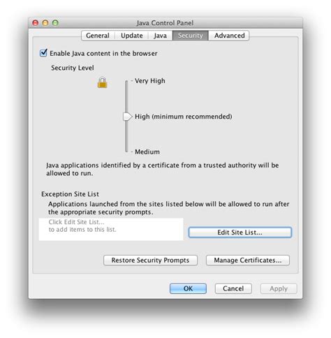 Toradh íomhá ar Configure Java Panel