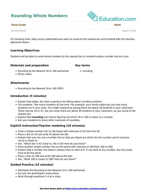 Rounding Numbers Lesson Plan PDF に対する画像結果