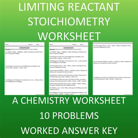Image result for Stoichiometry Limiting Reagent Worksheet Answers