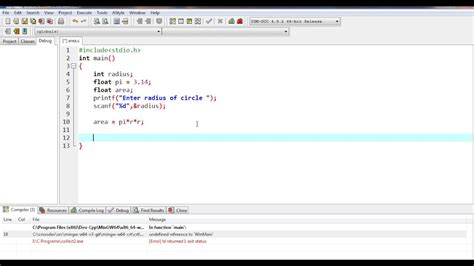 Image result for C Programming Code Fpor Area of a Cicirle