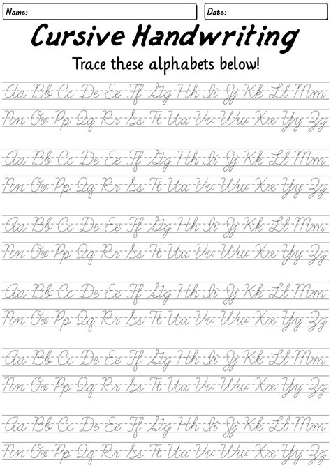Cursive Alphabet Practice Sheet に対する画像結果