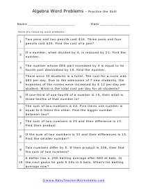 Algebra Word Problems Worksheet PDF に対する画像結果