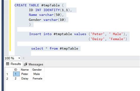 Image result for How to Create Temp Table in SQL