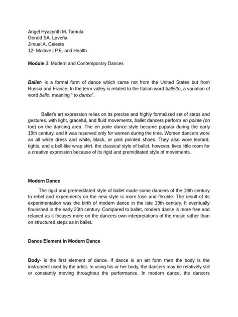 Image result for Qui Dance Document Example