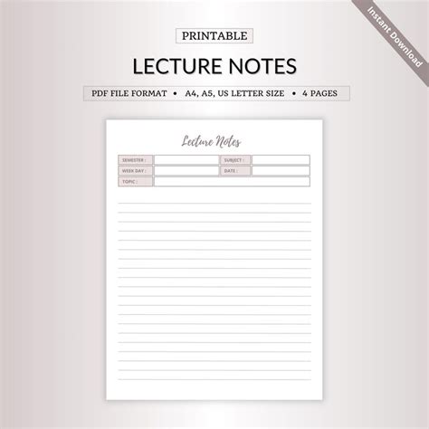 Image result for Lecture Notes Page Printable Free